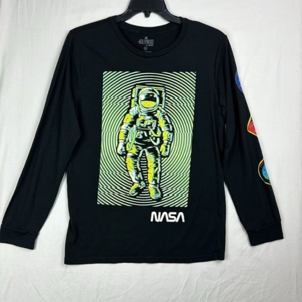 NASA Astronaut Long Sleeve Black Tee Shirt Mens Large Hollywood the Jean People